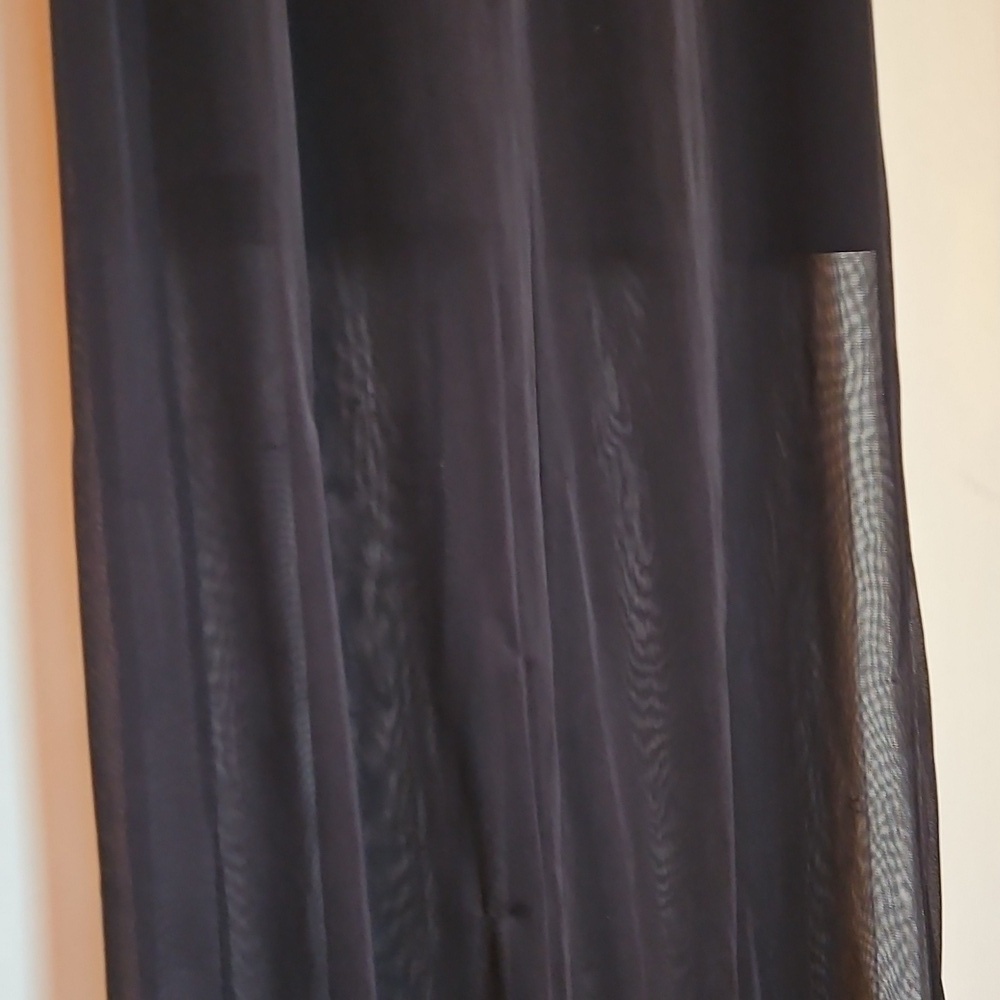 Semi-Formal Black Maxi Dress, Sheer Outer Layer, Front Slit, Sz M - Picture 12 of 13
